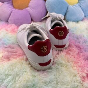 Tory Burch White and Red Sneakers